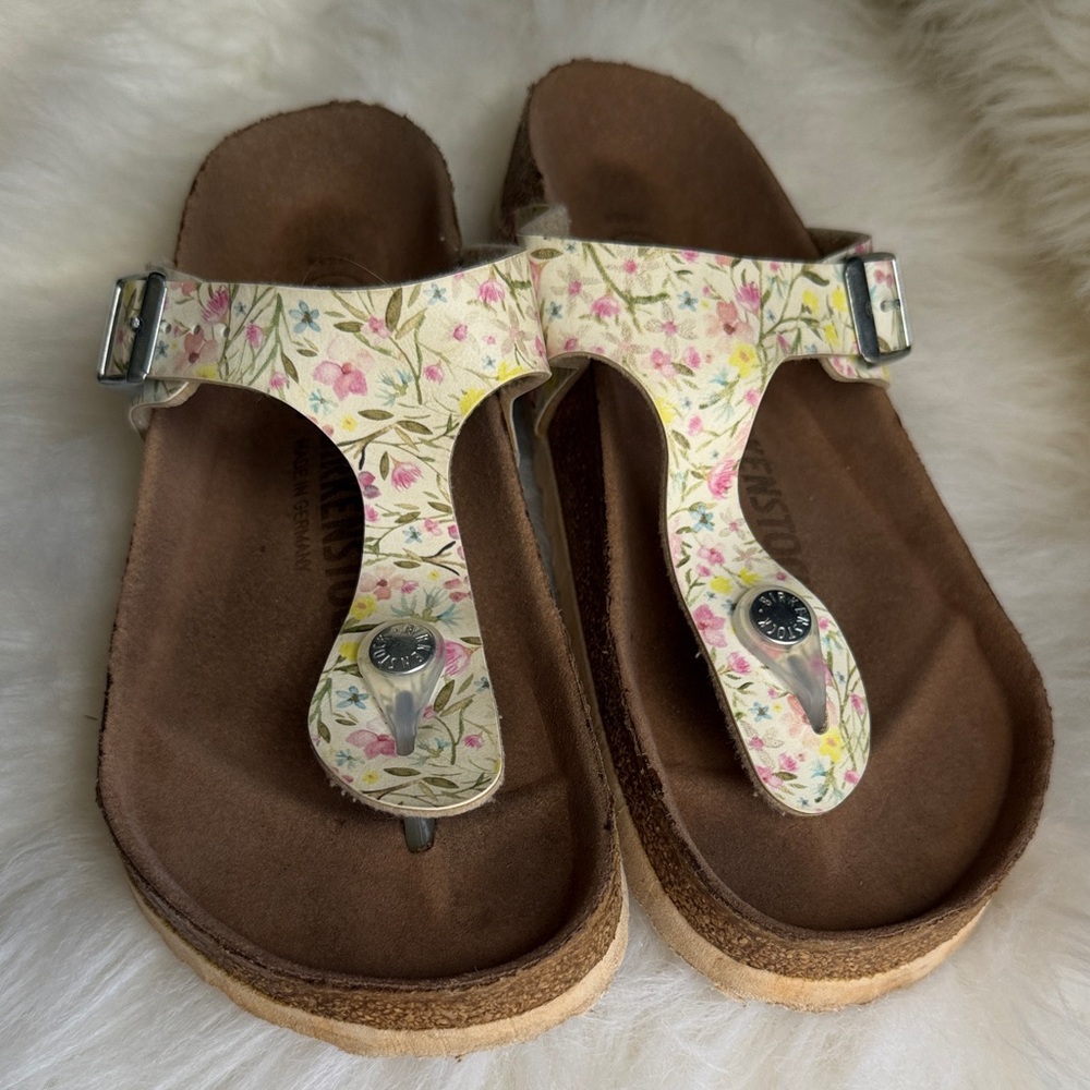 BIRKENSTOCK Gizeh BS Birko Flor VEGAN Thong Sandal EU36/US 5.5 WATERCOLOR FLOWER - Picture 3 of 10
